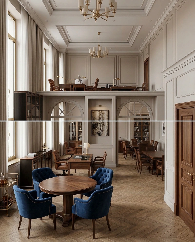 Дизайн интерьера в стиле Классика — Кабинет от нейросети RoomGPT