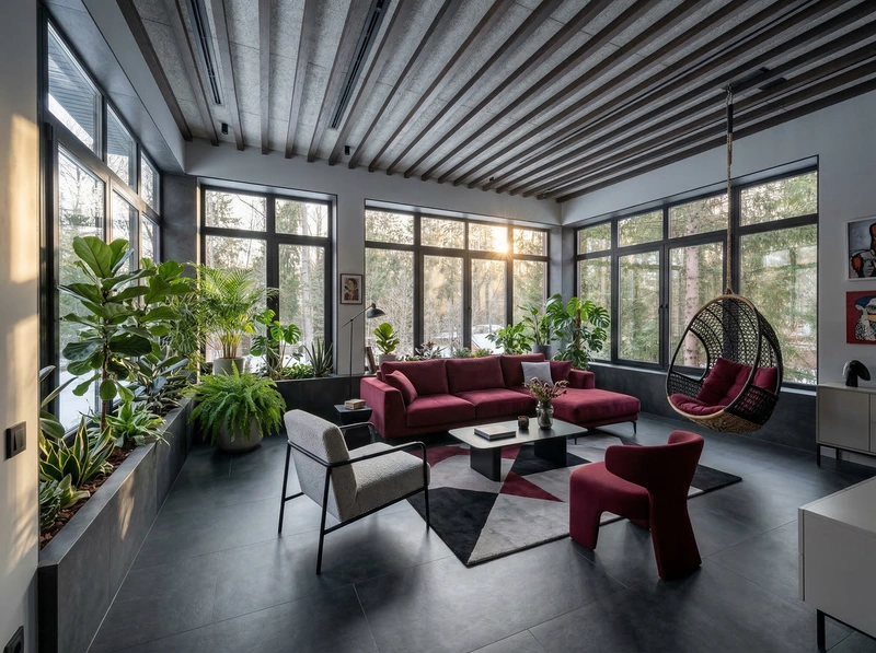 Дизайн гостиной в стиле Эклектика — фото интерьера от нейросети RoomGPT