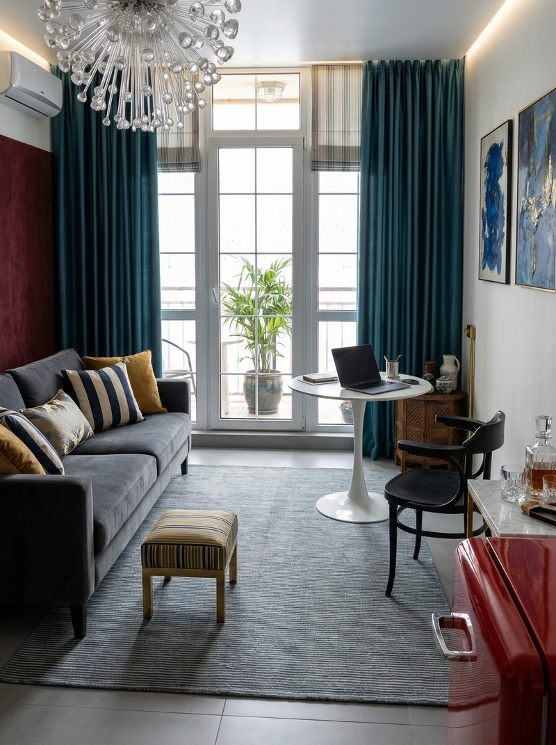 Дизайн интерьера в стиле Эклектика — Гостиная от нейросети RoomGPT