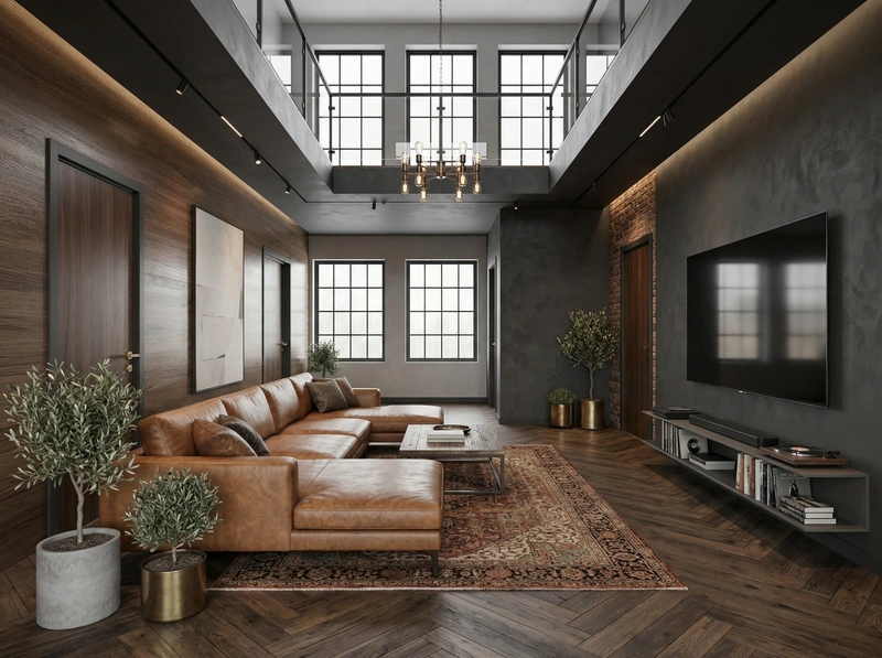 Дизайн гостиной в стиле Лофт — фото интерьера от нейросети RoomGPT