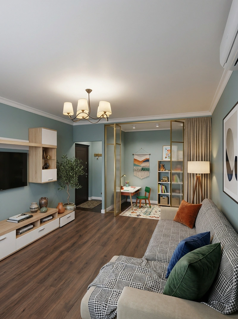 Дизайн гостиной в стиле Эклектика — фото интерьера от нейросети RoomGPT