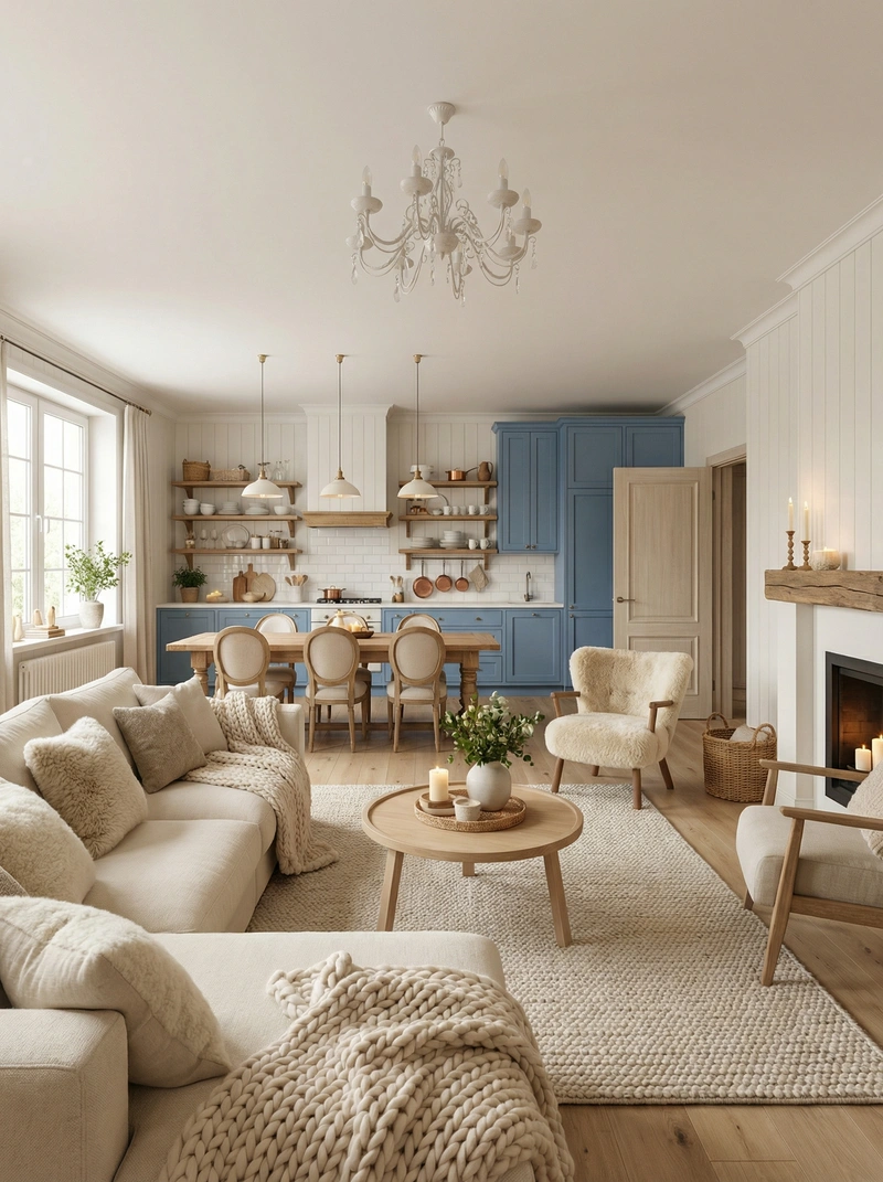 Дизайн интерьера в стиле Хюгге — Гостиная от нейросети RoomGPT