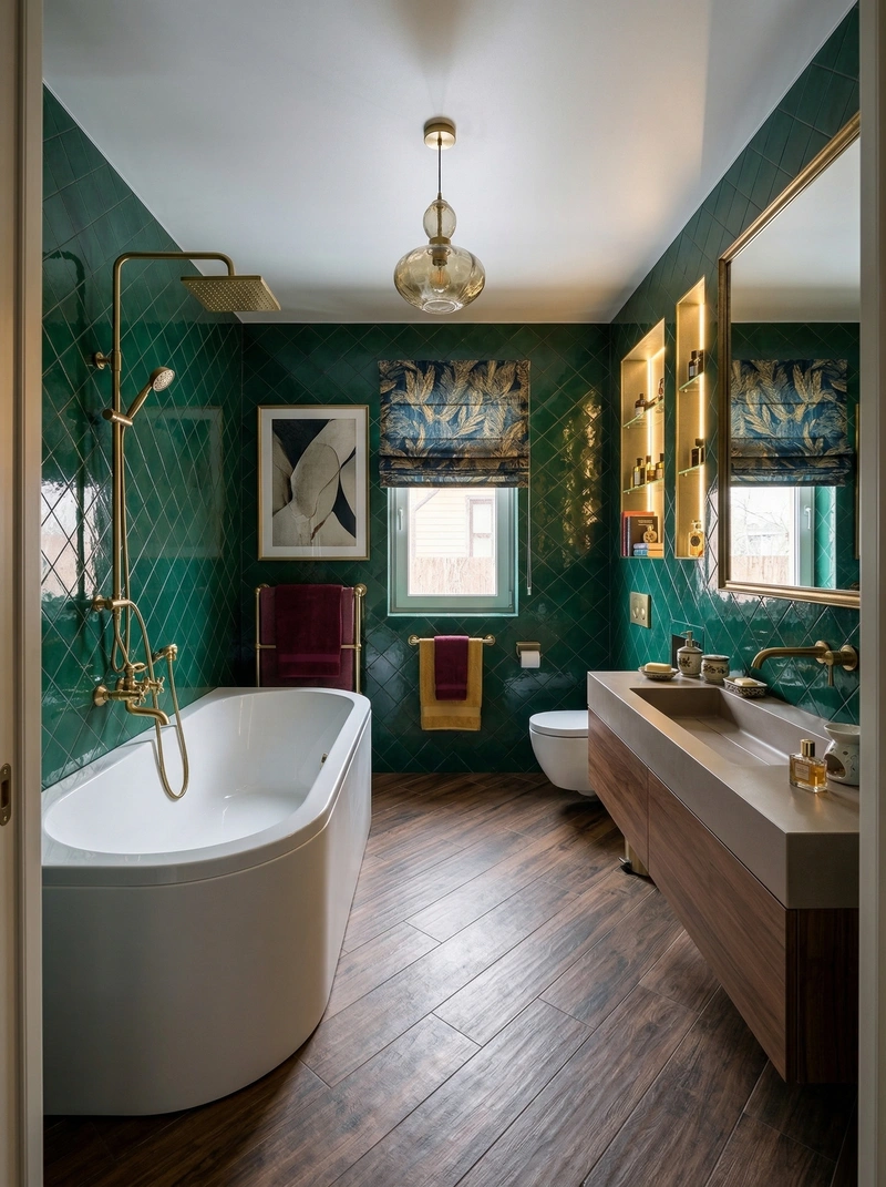 Дизайн ванной в стиле Эклектика — фото интерьера от нейросети RoomGPT