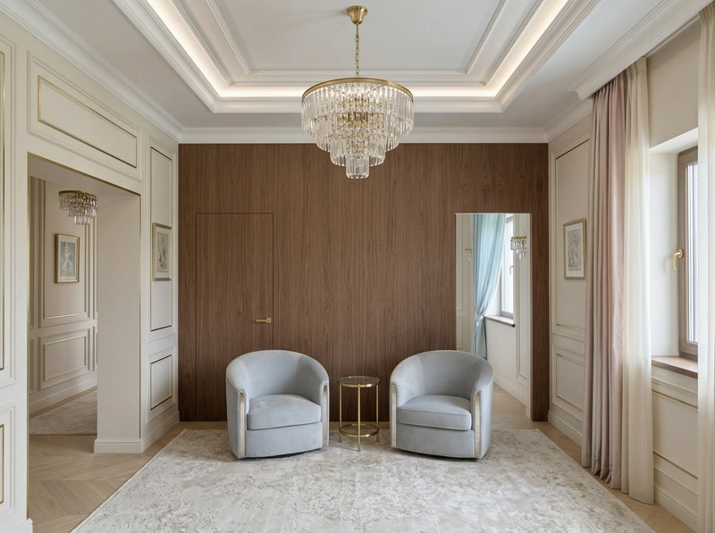 Дизайн спальни в стиле Неоклассика — фото интерьера от нейросети RoomGPT