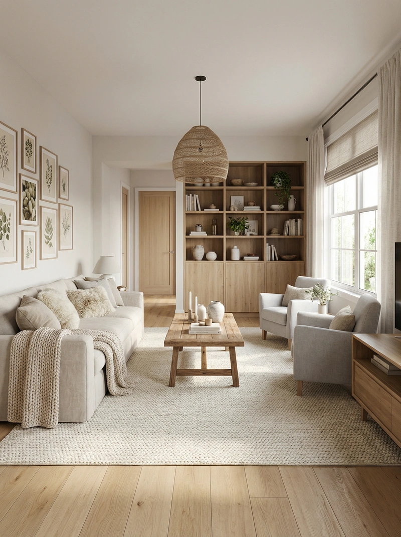 Дизайн интерьера в стиле Хюгге — Гостиная от нейросети RoomGPT