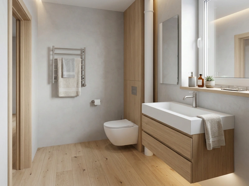 Дизайн ванной в стиле Сканди — фото интерьера от нейросети RoomGPT