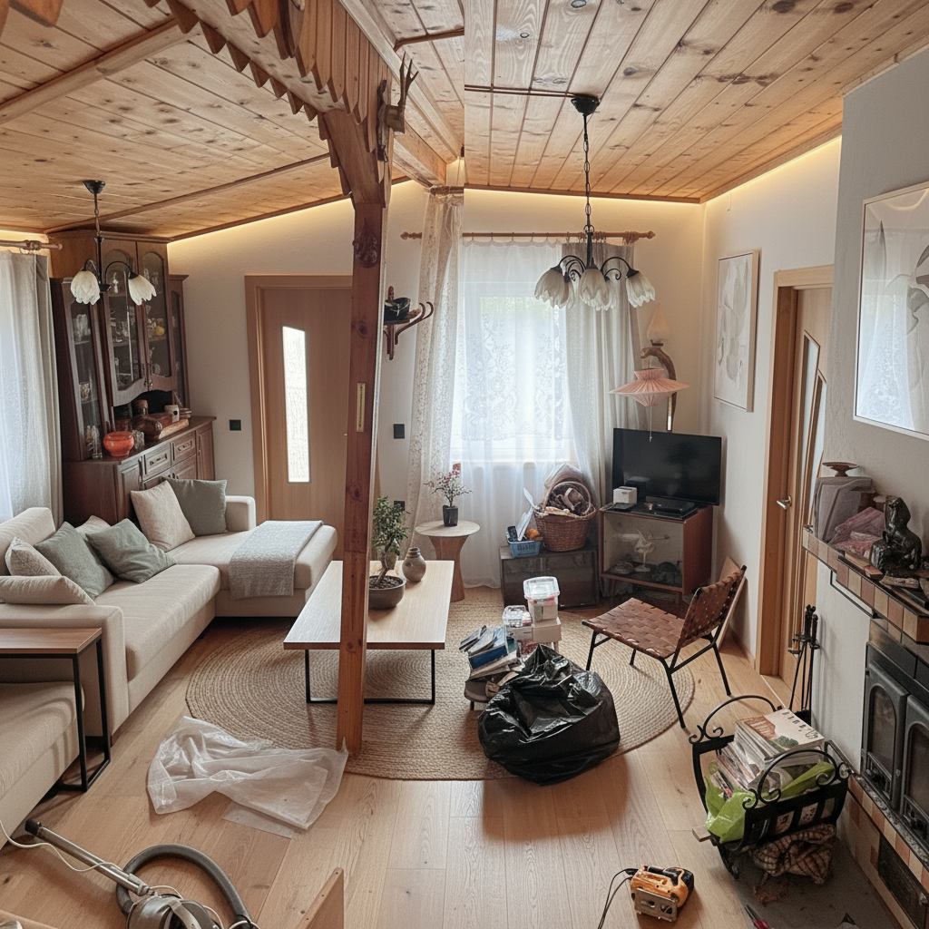 Дизайн гостиной в стиле Japandi — фото интерьера от нейросети RoomGPT