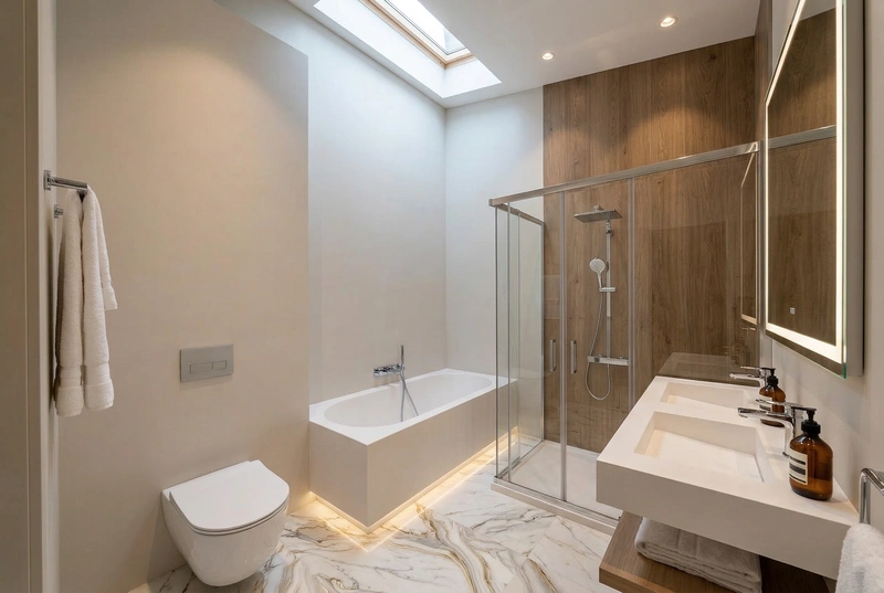 Дизайн интерьера в стиле Контемпорари — Ванная от нейросети RoomGPT