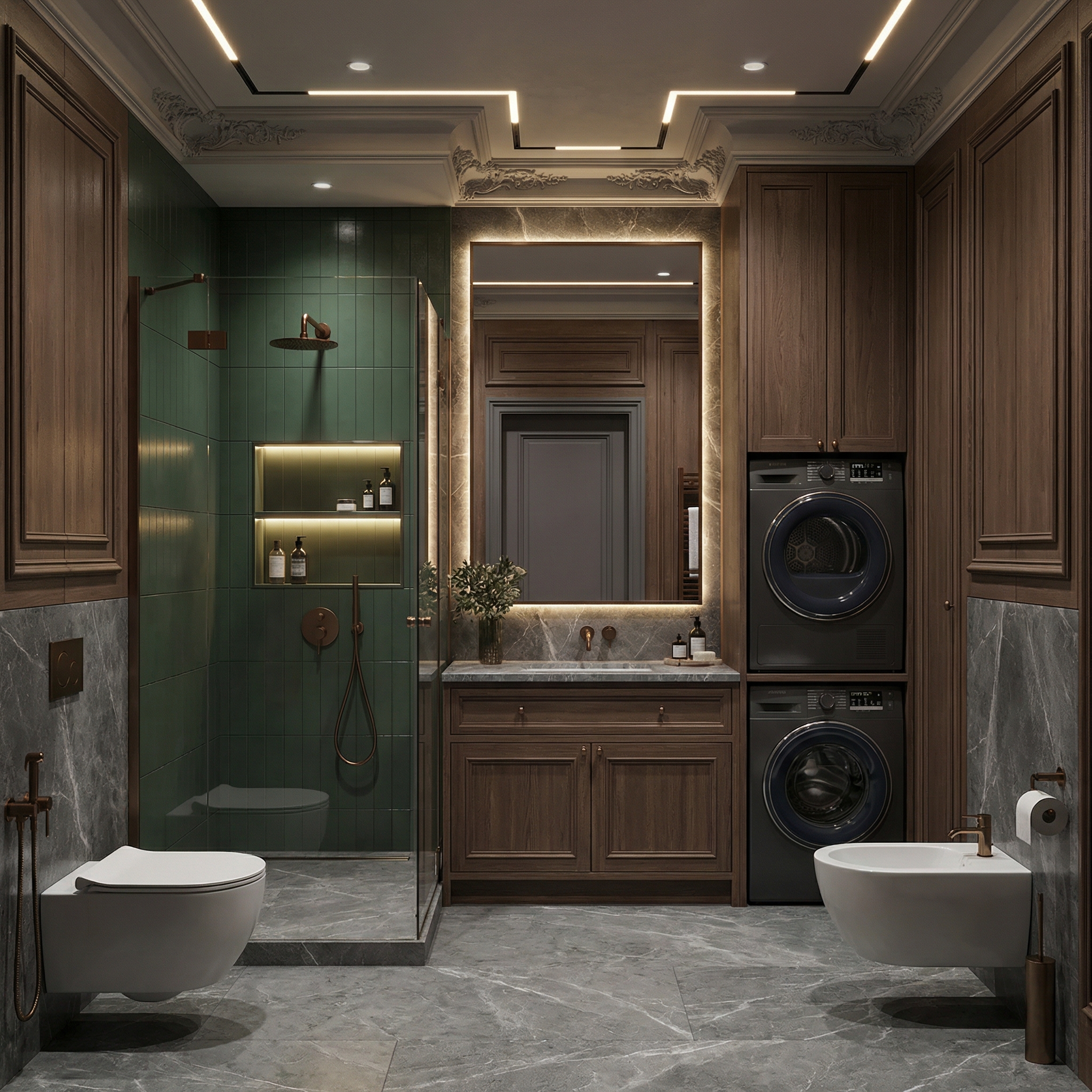 Дизайн ванной в стиле Классика — фото интерьера от нейросети RoomGPT