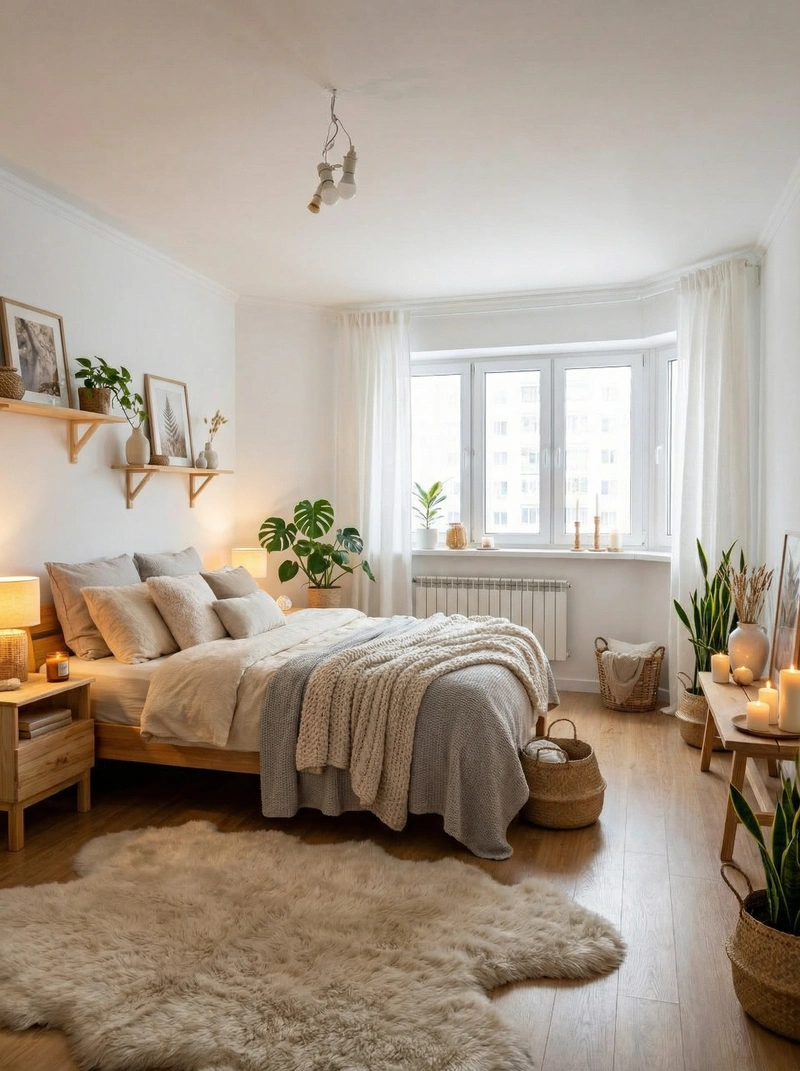 Дизайн интерьера в стиле Хюгге — Спальня от нейросети RoomGPT