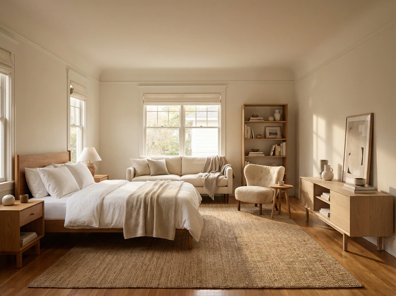 Дизайн интерьера в стиле Хюгге — Спальня от нейросети RoomGPT