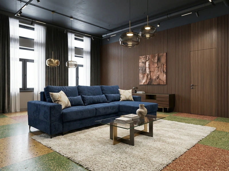 Дизайн гостиной в стиле Контемпорари — фото интерьера от нейросети RoomGPT