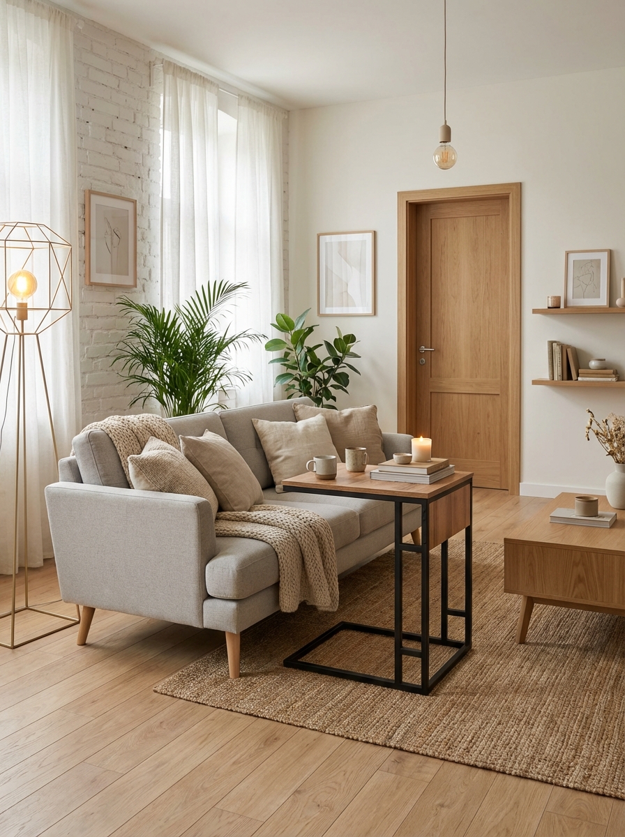 Дизайн гостиной в стиле Хюгге — фото интерьера от нейросети RoomGPT