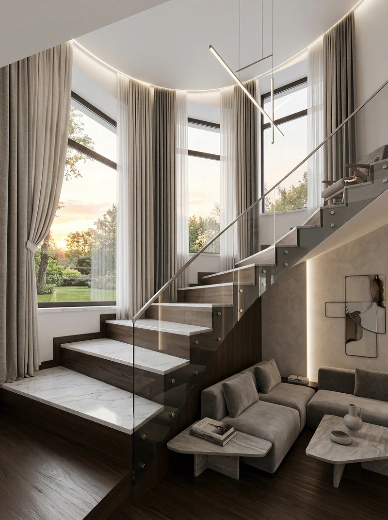 Дизайн гостиной в стиле Контемпорари — фото интерьера от нейросети RoomGPT