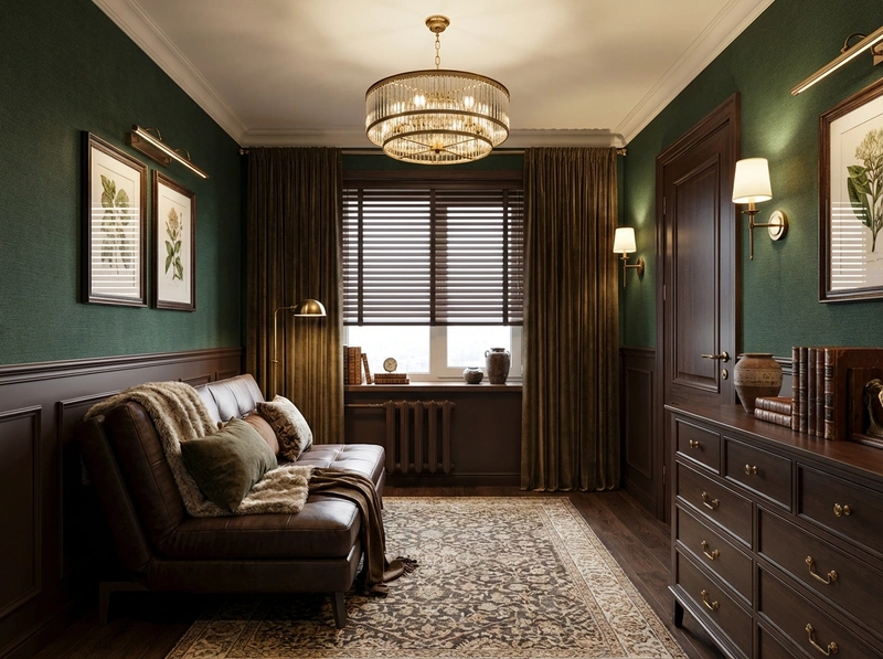 Дизайн спальни в стиле Британский — фото интерьера от нейросети RoomGPT