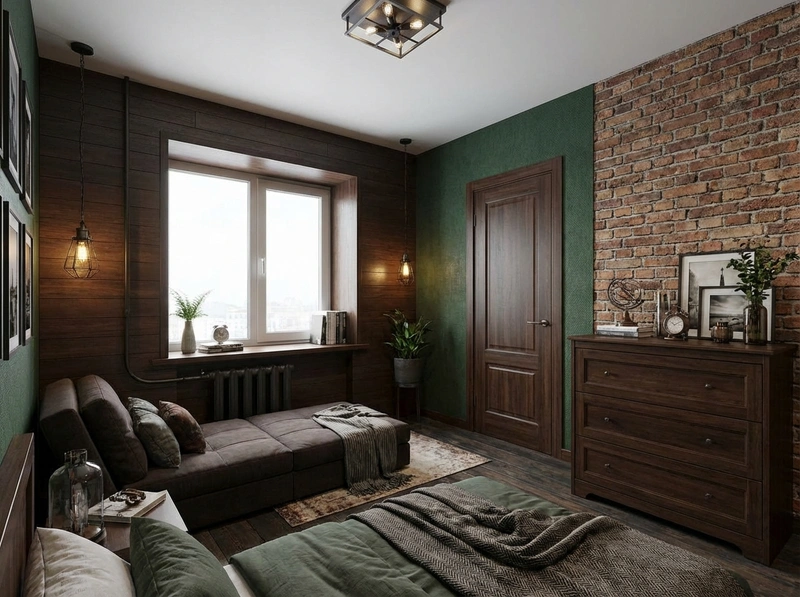 Дизайн интерьера в стиле Лофт — Спальня от нейросети RoomGPT