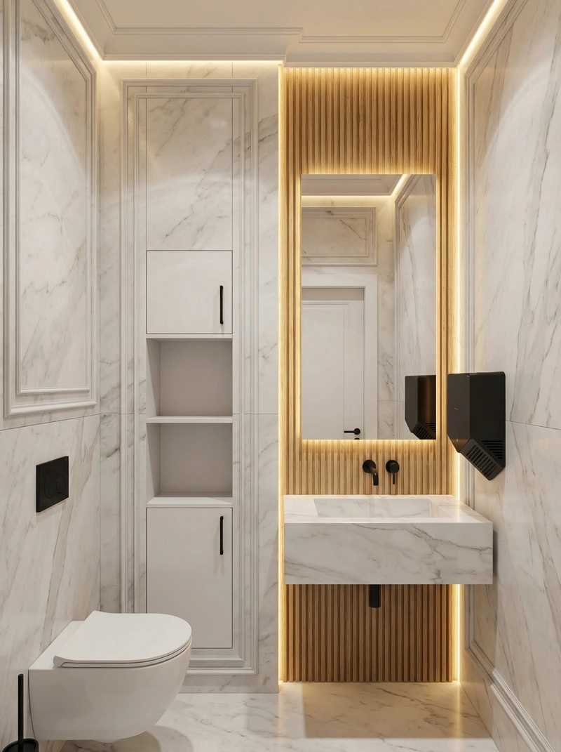 Дизайн интерьера в стиле Неоклассика — Ванная от нейросети RoomGPT