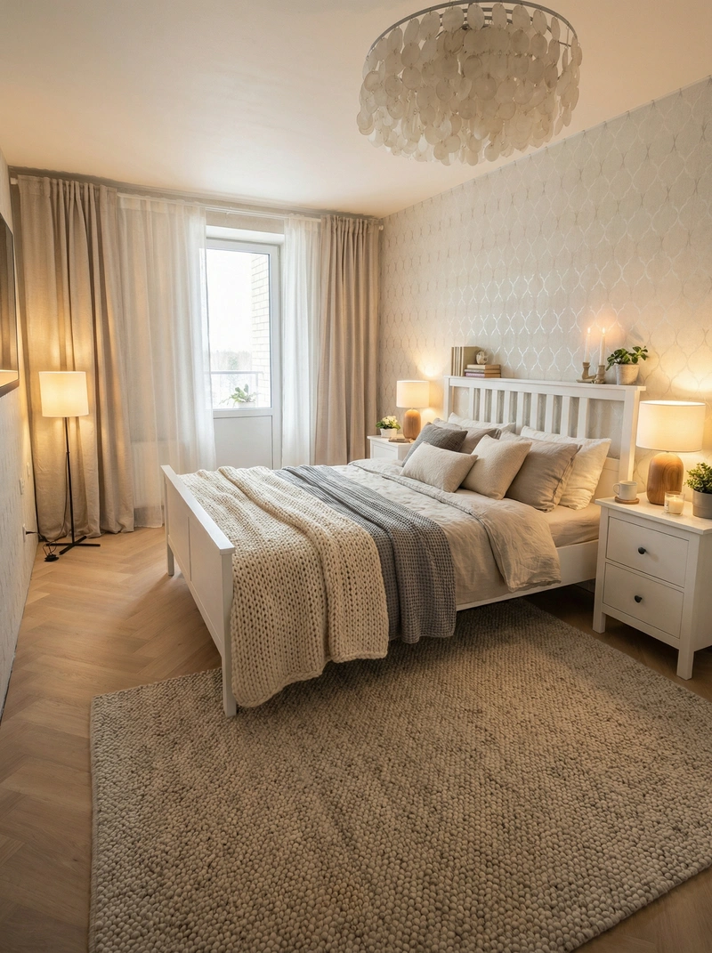 Дизайн интерьера в стиле Хюгге — Спальня от нейросети RoomGPT