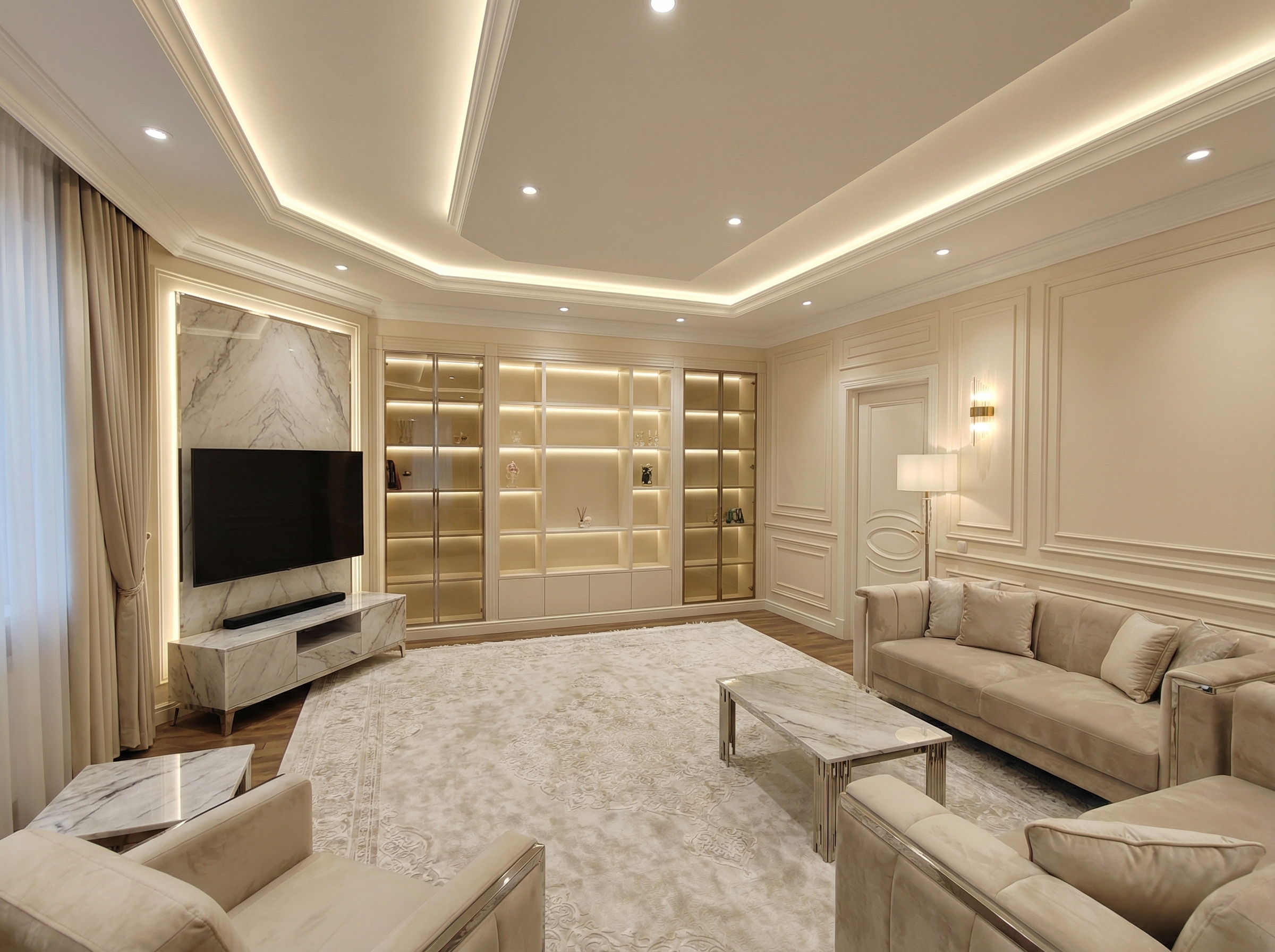 Дизайн гостиной в стиле Классика — фото интерьера от нейросети RoomGPT