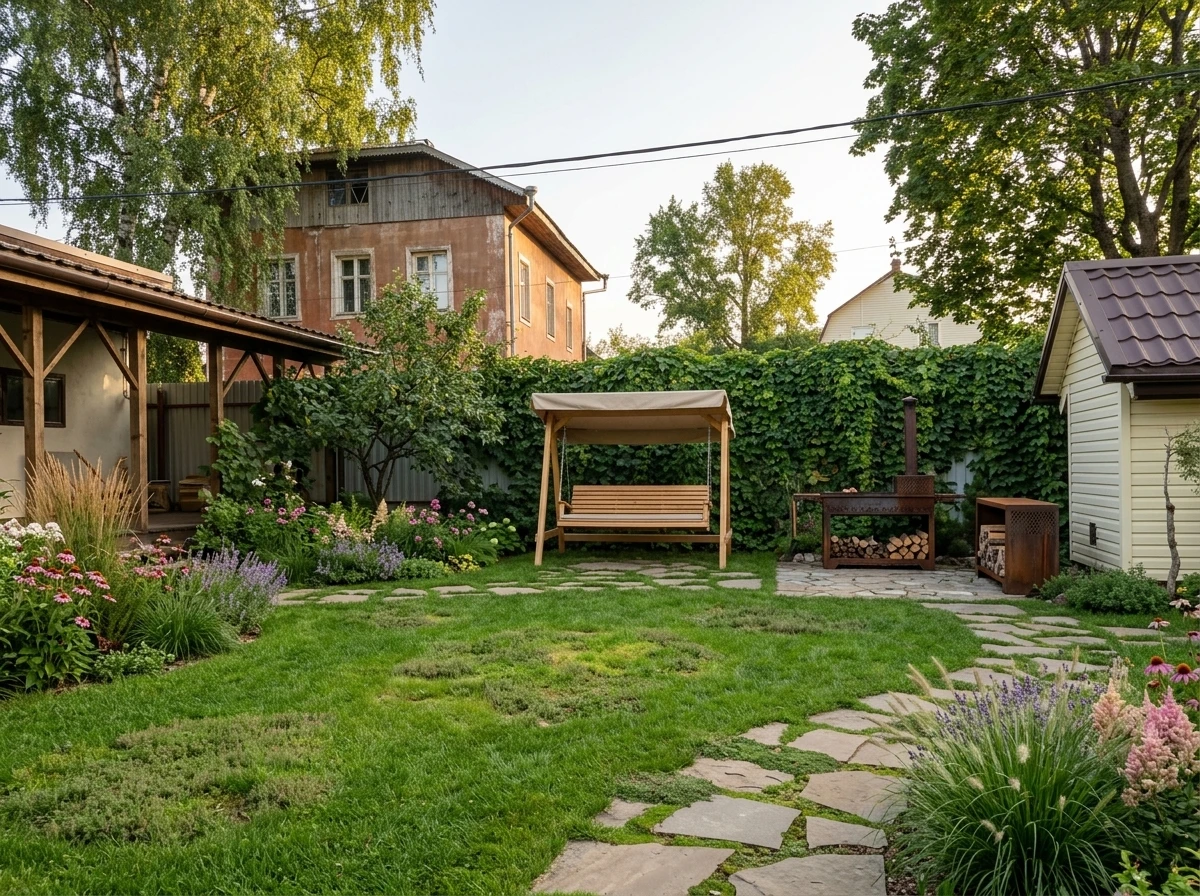 Дизайн участка в стиле Эко/Натуральный — фото участка от нейросети RoomGPT