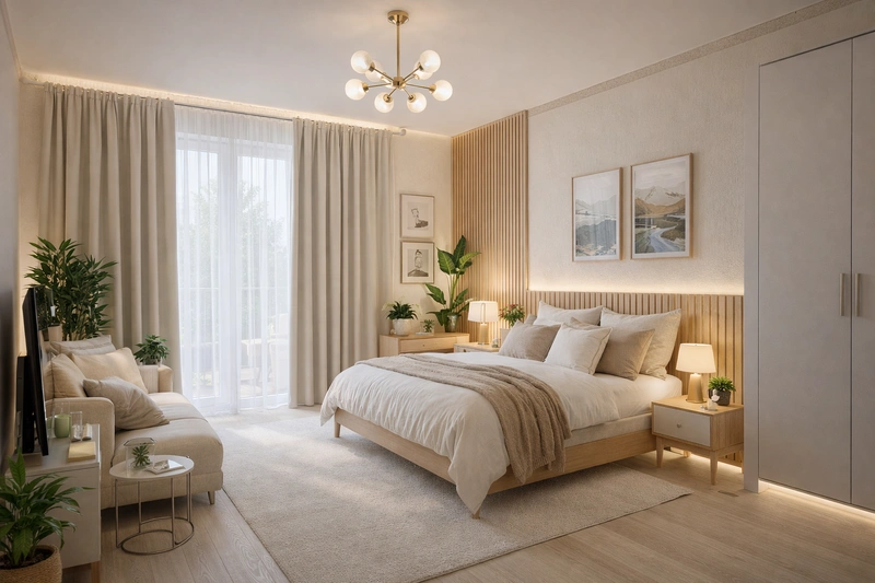 Дизайн гостиной в стиле Сканди — фото интерьера от нейросети RoomGPT