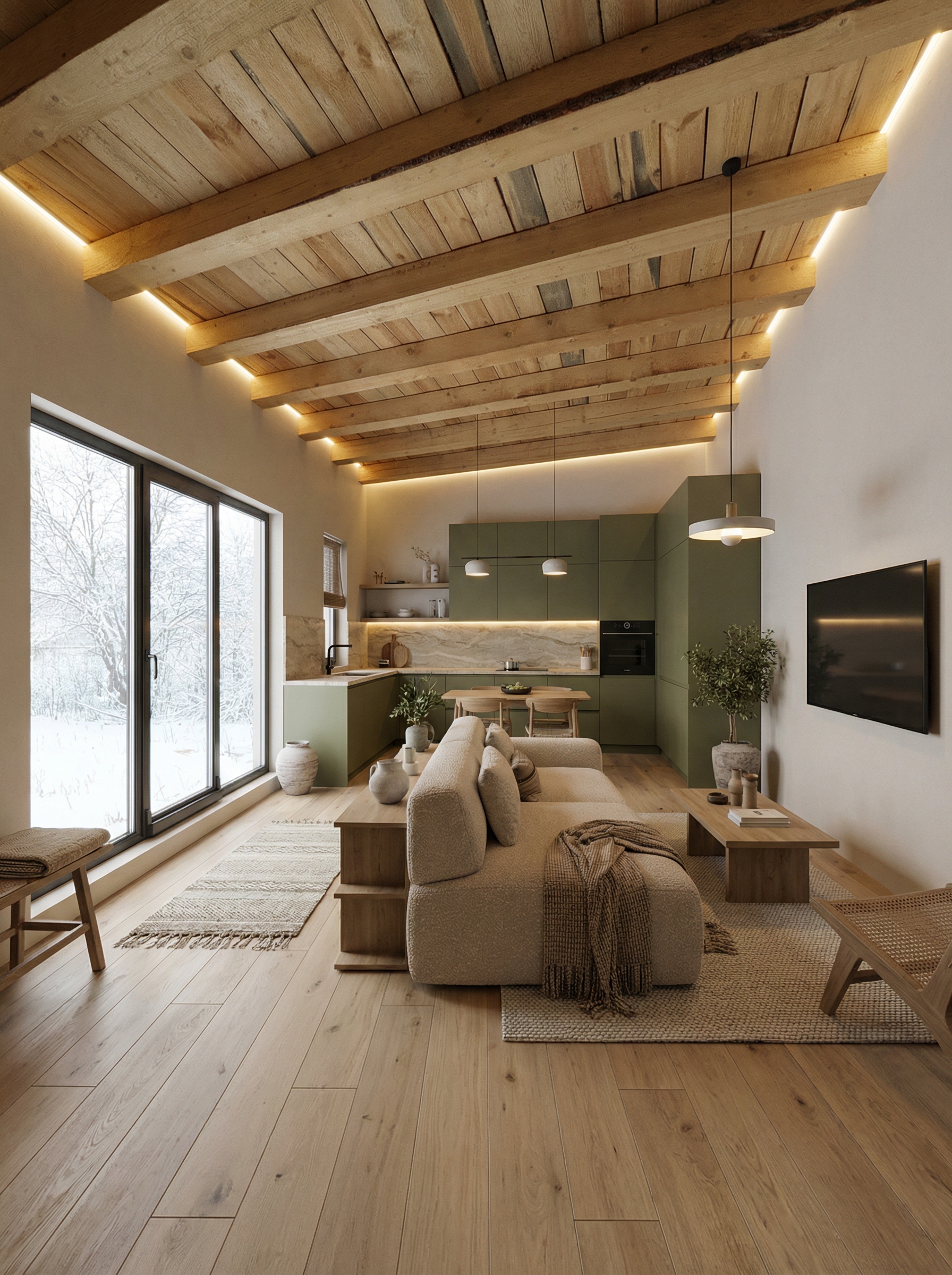 Дизайн кухни в стиле Japandi — фото интерьера от нейросети RoomGPT