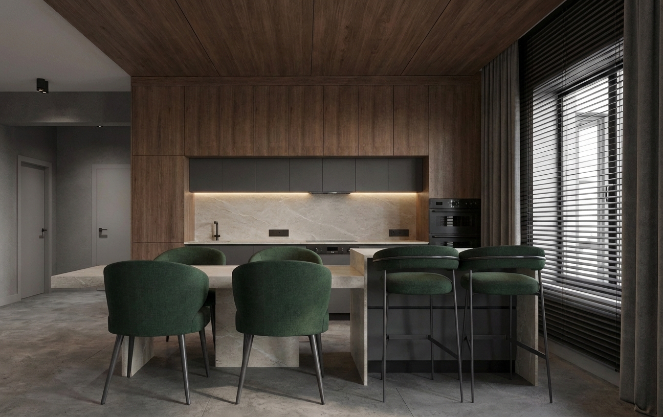 Дизайн кухни в стиле Контемпорари — фото интерьера от нейросети RoomGPT