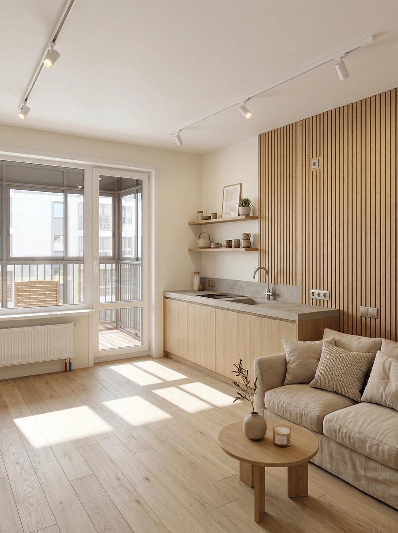 Дизайн кухни в стиле Хюгге — фото интерьера от нейросети RoomGPT