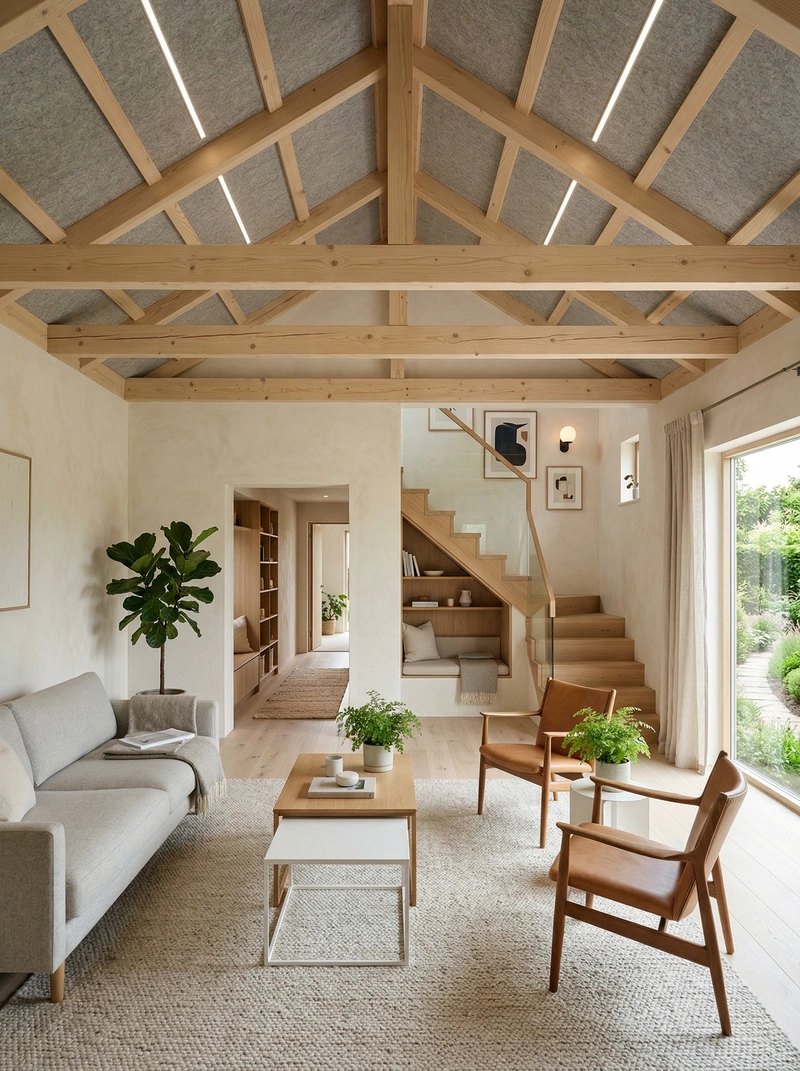 Дизайн гостиной в стиле Сканди — фото интерьера от нейросети RoomGPT