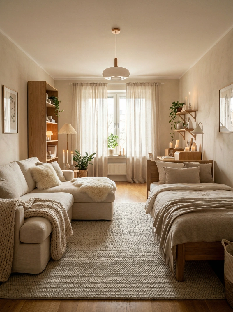 Дизайн интерьера в стиле Хюгге — Спальня от нейросети RoomGPT