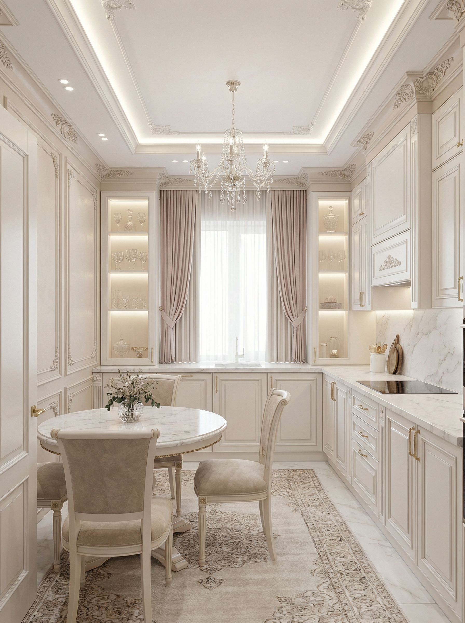 Дизайн кухни в стиле Классика — фото интерьера от нейросети RoomGPT