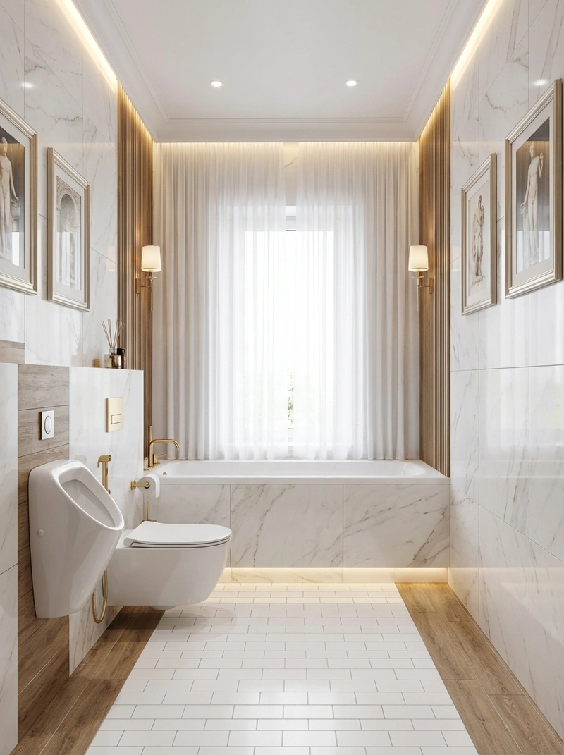 Дизайн ванной в стиле Неоклассика — фото интерьера от нейросети RoomGPT