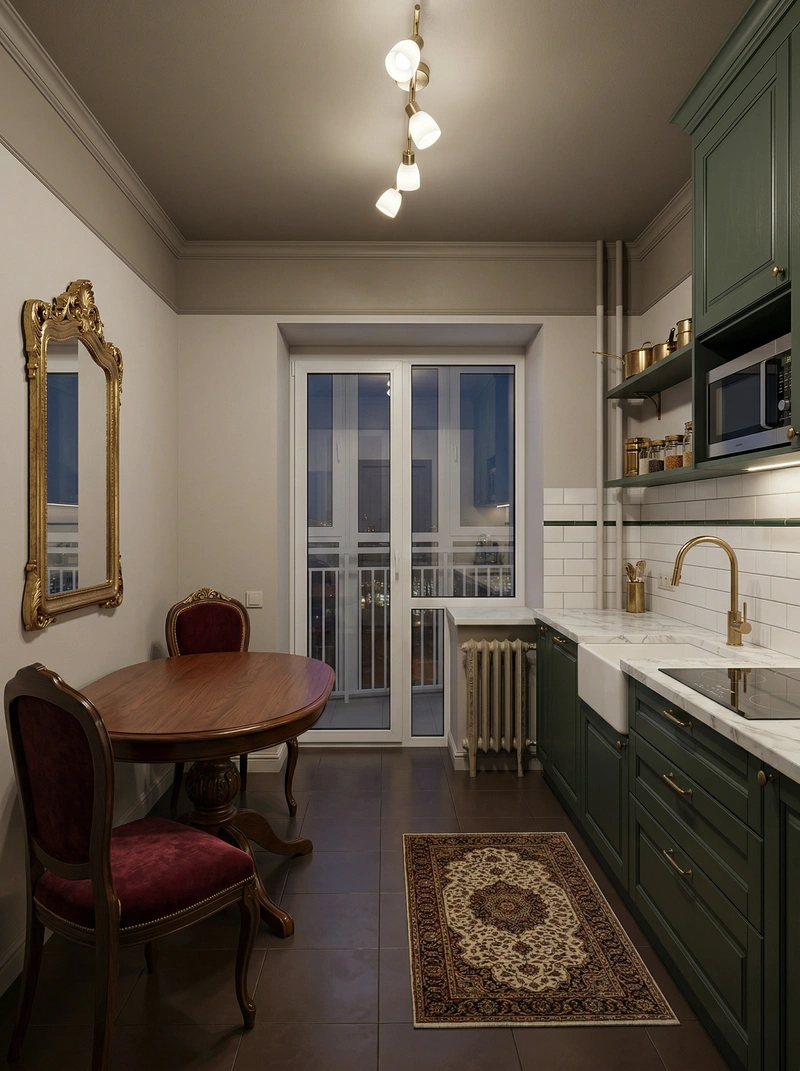 Дизайн интерьера в стиле Классика — Кухня от нейросети RoomGPT