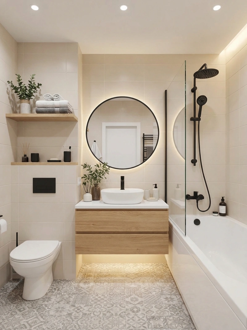 Дизайн интерьера в стиле Сканди — Ванная от нейросети RoomGPT