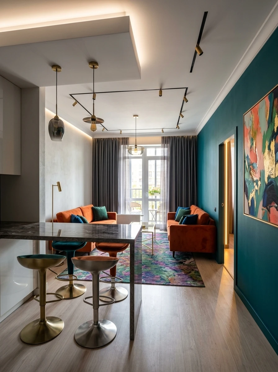 Дизайн гостиной в стиле Контемпорари — фото интерьера от нейросети RoomGPT