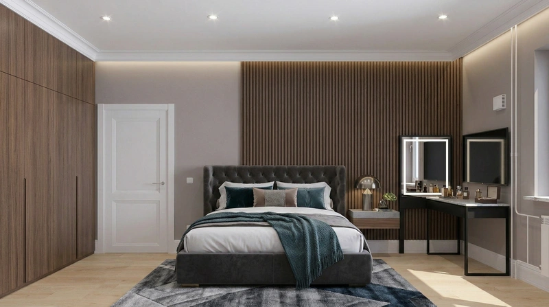 Дизайн спальни в стиле Контемпорари — фото интерьера от нейросети RoomGPT