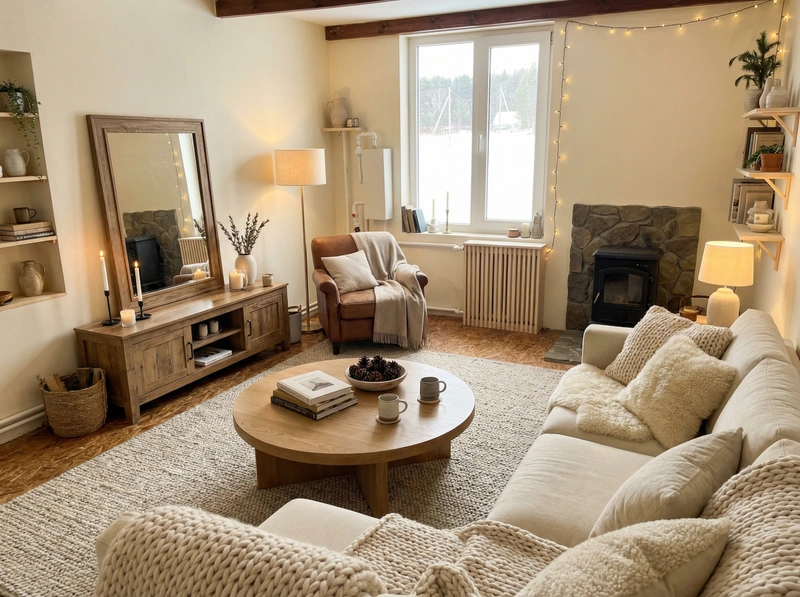 Дизайн интерьера в стиле Хюгге — Гостиная от нейросети RoomGPT