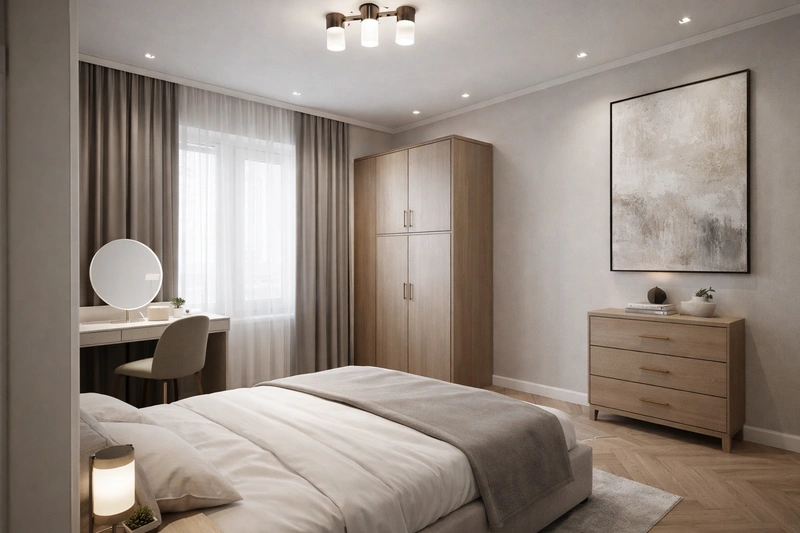 Дизайн спальни в стиле Минимализм — фото интерьера от нейросети RoomGPT
