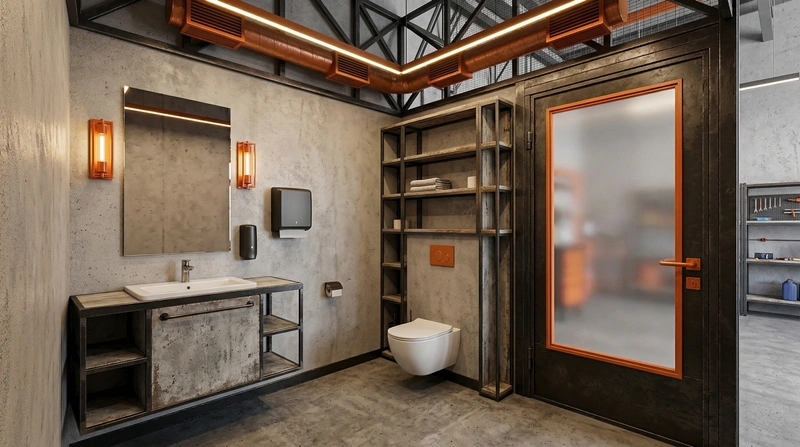 Дизайн ванной в стиле Лофт — фото интерьера от нейросети RoomGPT