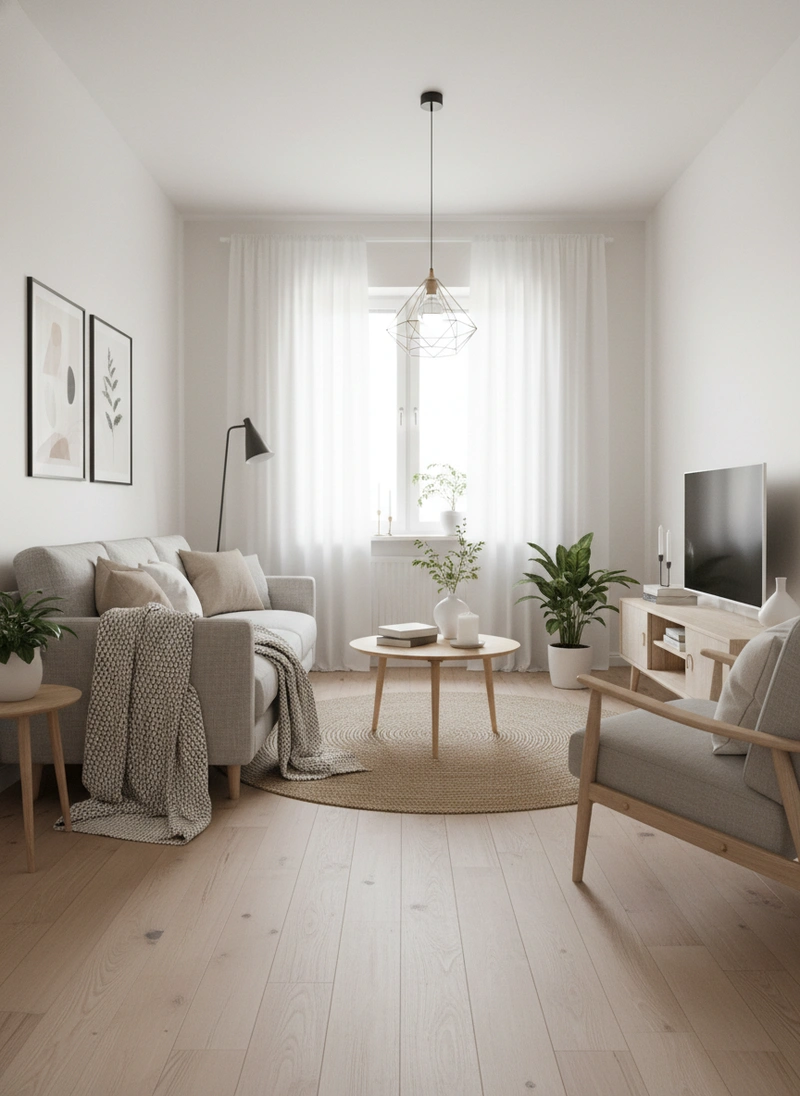 Дизайн интерьера в стиле Хюгге — Гостиная от нейросети RoomGPT