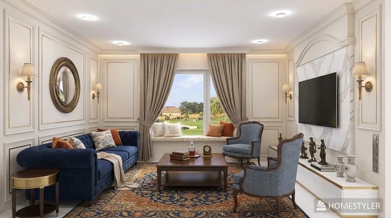 Дизайн интерьера в стиле Классика — Гостиная от нейросети RoomGPT