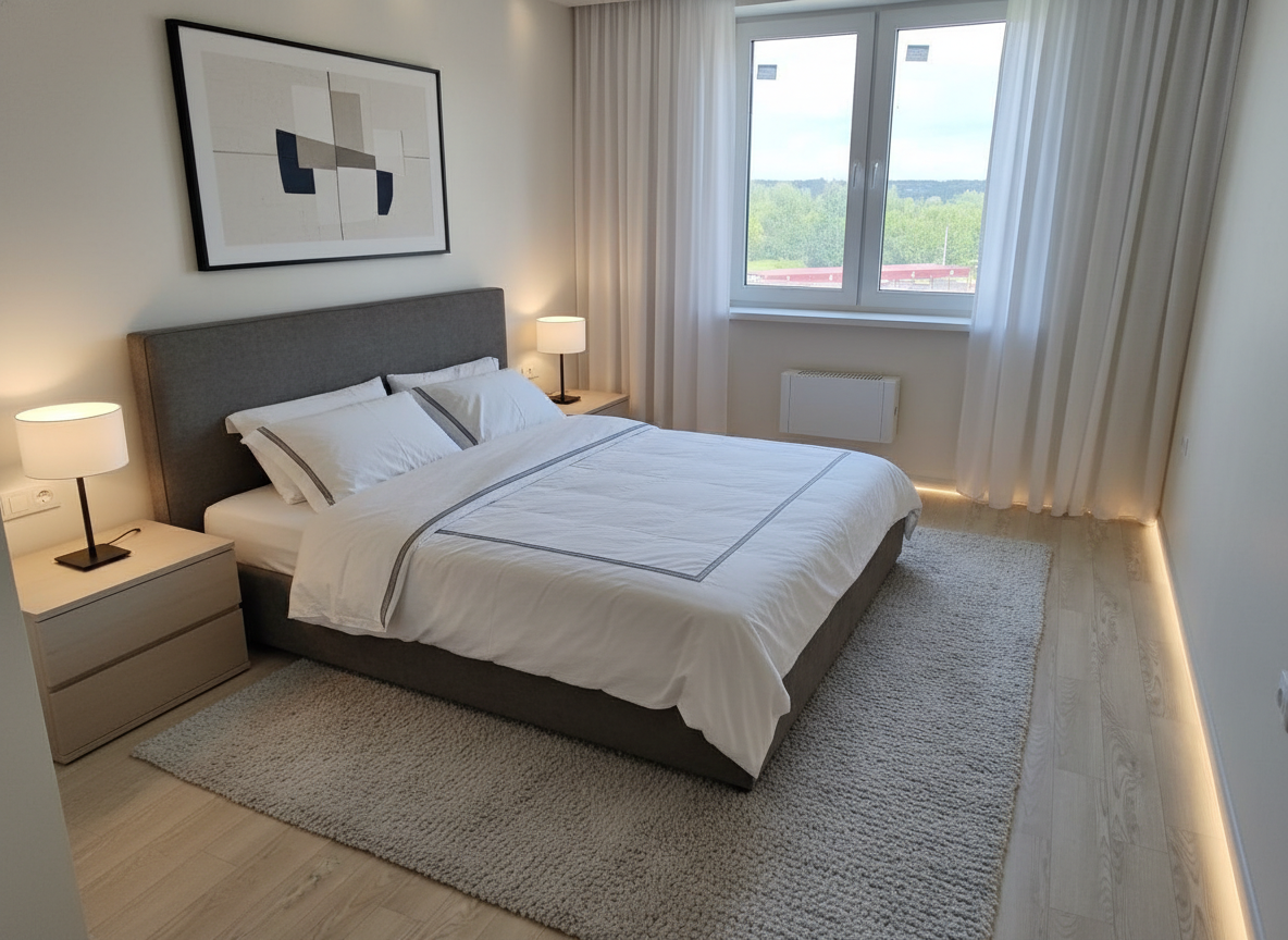 Дизайн спальни в стиле Минимализм — фото интерьера от нейросети RoomGPT