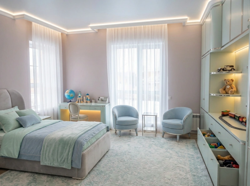 Дизайн детской в стиле Неоклассика — фото интерьера от нейросети RoomGPT
