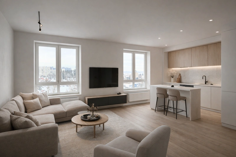 Дизайн интерьера в стиле Минимализм — Гостиная от нейросети RoomGPT