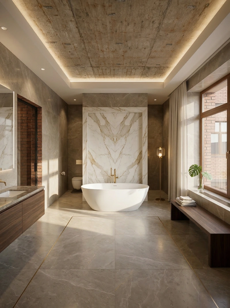 Дизайн ванной в стиле Контемпорари — фото интерьера от нейросети RoomGPT