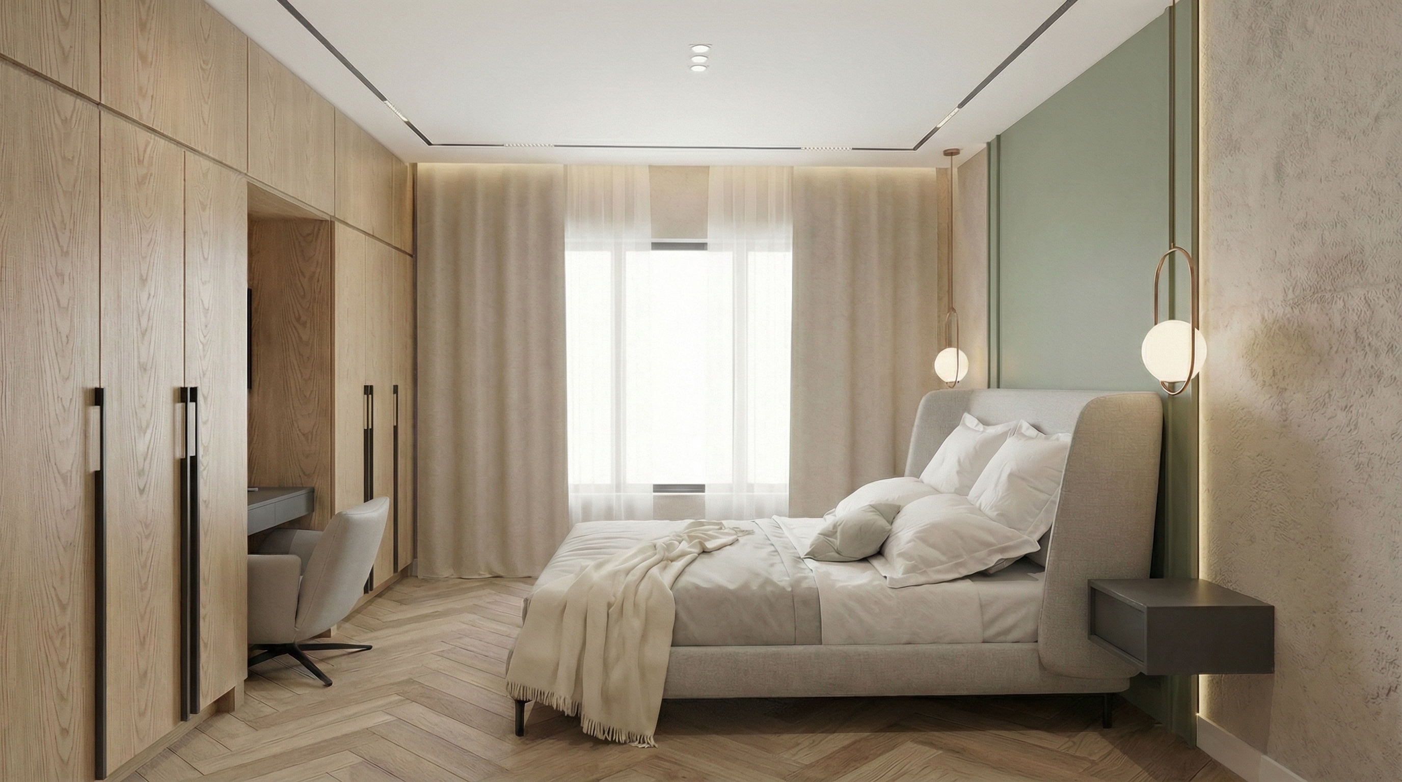 Дизайн спальни в стиле Контемпорари — фото интерьера от нейросети RoomGPT