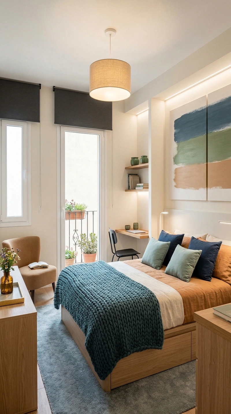 Дизайн спальни в стиле Хюгге — фото интерьера от нейросети RoomGPT