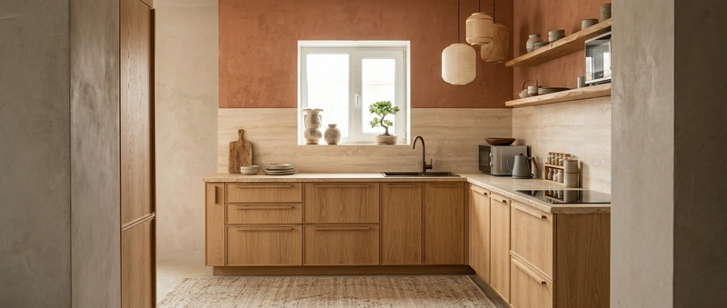 Дизайн кухни в стиле Japandi — фото интерьера от нейросети RoomGPT