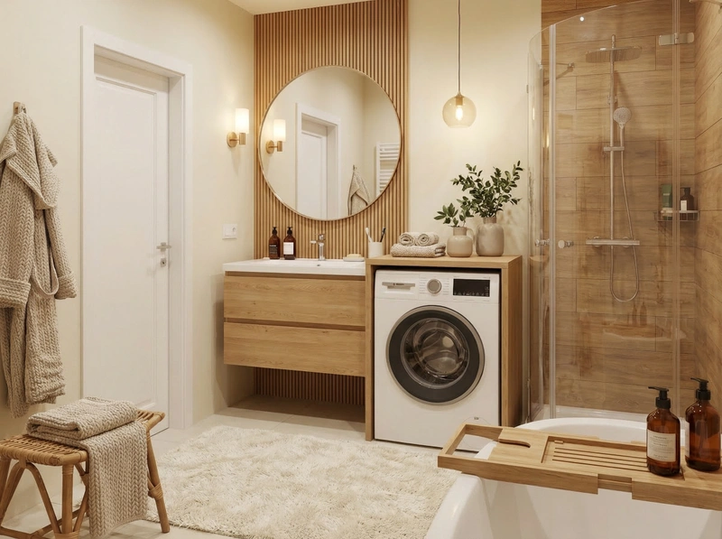 Дизайн ванной в стиле Хюгге — фото интерьера от нейросети RoomGPT