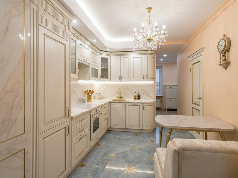 Дизайн кухни в стиле Неоклассика — фото интерьера от нейросети RoomGPT